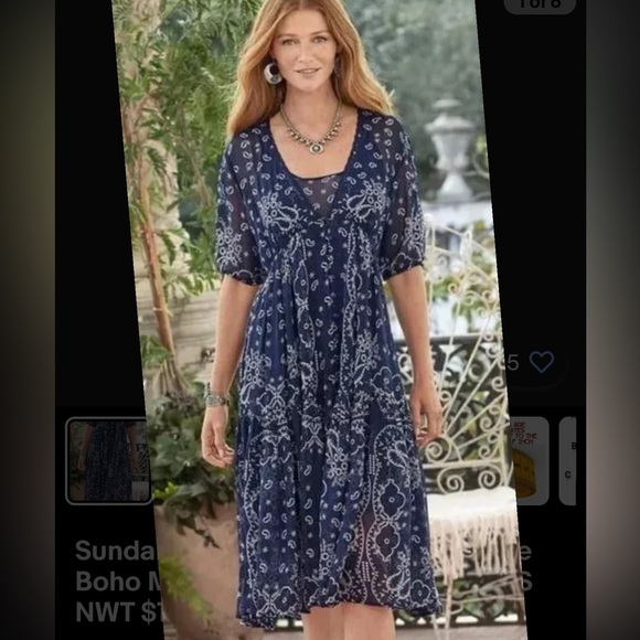 Sundance Brieia Bandana Print Sheer Button Front Dress - Picture 2 of 6